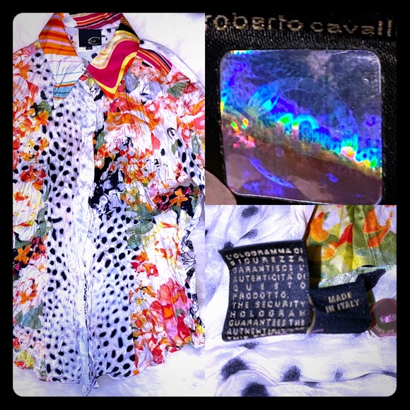 Don’t like to iron? Crinkled Silk Blouse | Cavalli - Picture 1 of 11